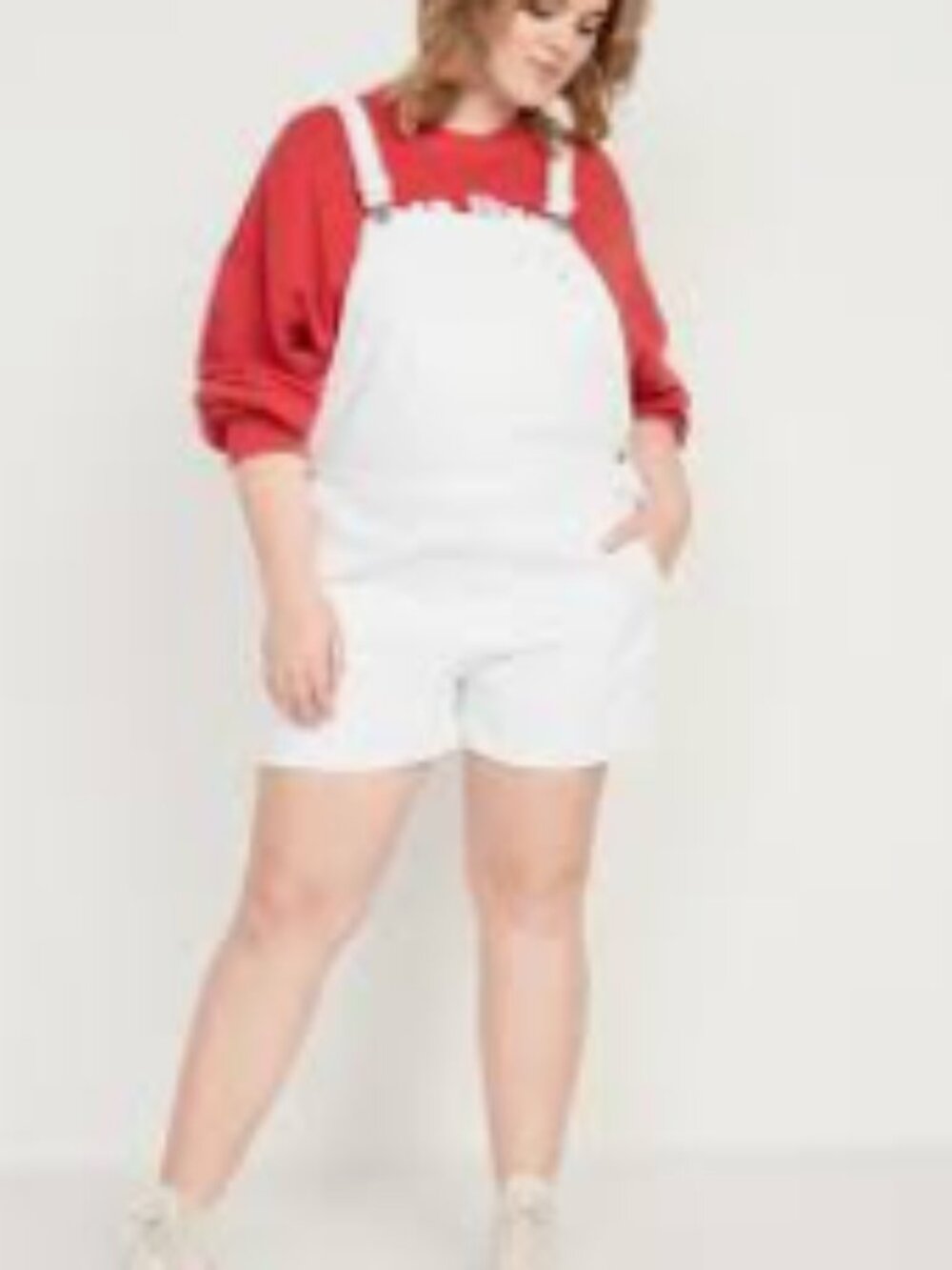 Old Navy Slouchy Workwear White Jean Short Overalls Romper Plus Size 3X